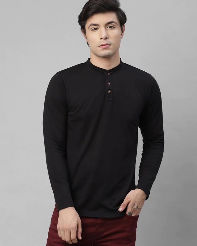 Shop Men's Black Slim Fit T-shirt-Front