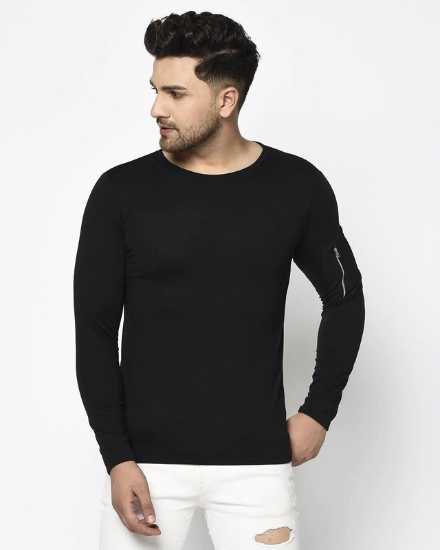 Shop Rigo Men's Black Slim Fit T-shirt-Front