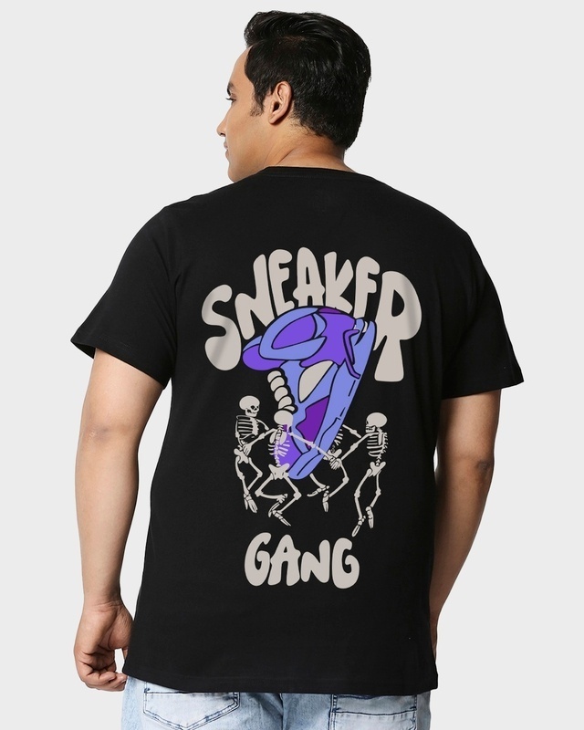 Shop Men's Black Sneaker Gang Graphic Printed Plus Size T-shirt-Front
