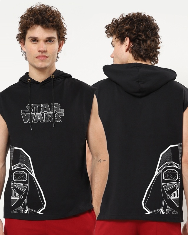 Shop Men's Black Star Wars Hoodie T-shirt-Front