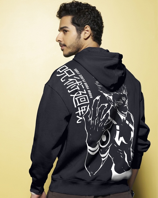 Buy Men's Gardenia Cyber Samurai Graphic Printed Oversized Hoodies