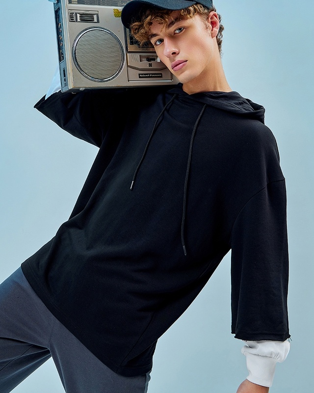 Men's Black Super Loose Fit Hoodies