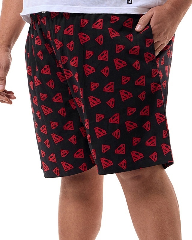 Shop Men's Black Superman All Over Printed Plus Size Boxers-Front