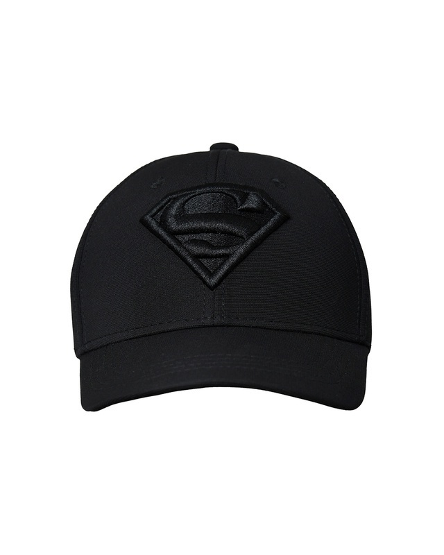 Shop Men's Black Superman Embroidered BaseBall Cap-Front