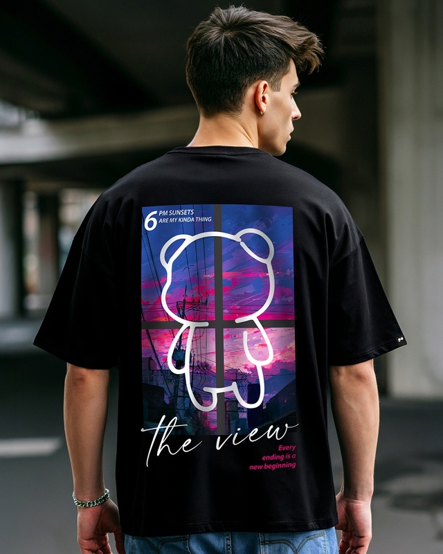 Shop Men's Black The View Graphic Printed Oversized T-shirt-Front