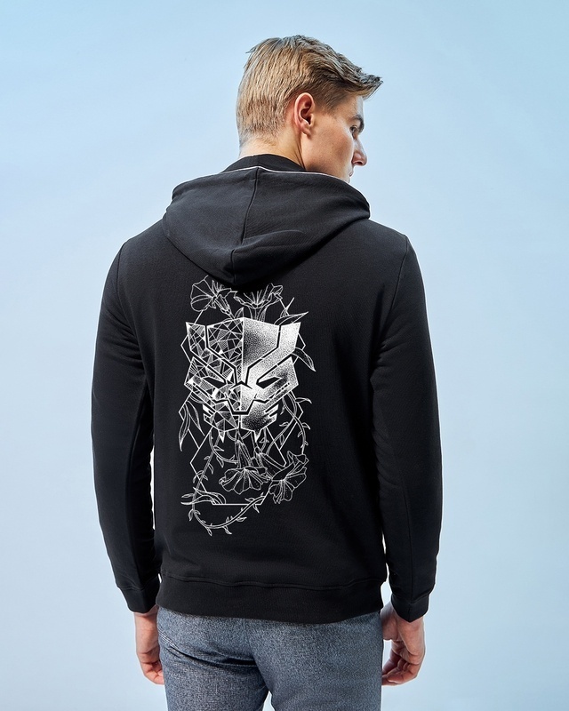 Shop Men's Black The Warrior King Graphic Printed Hoodies-Front