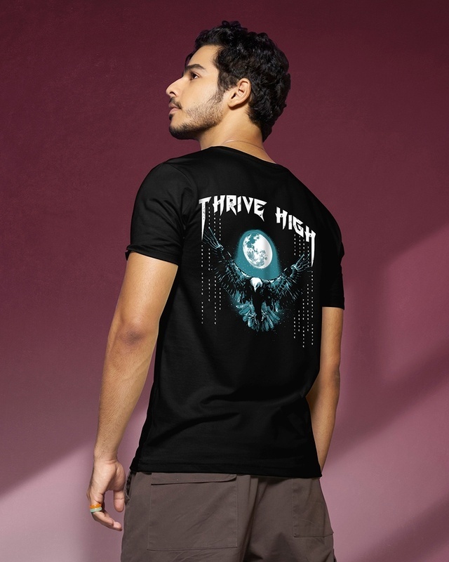 Shop Men's Black Thrive High Graphic Printed T-shirt-Front