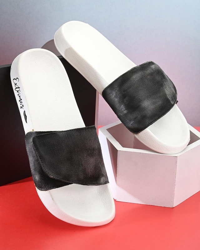 Shop Men's Black Tie & Dye Adjustable Strap Sliders-Front