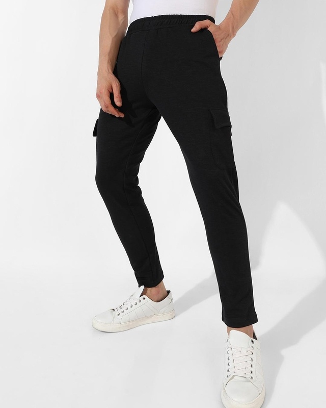 Shop Men's Black Track Pants-Front