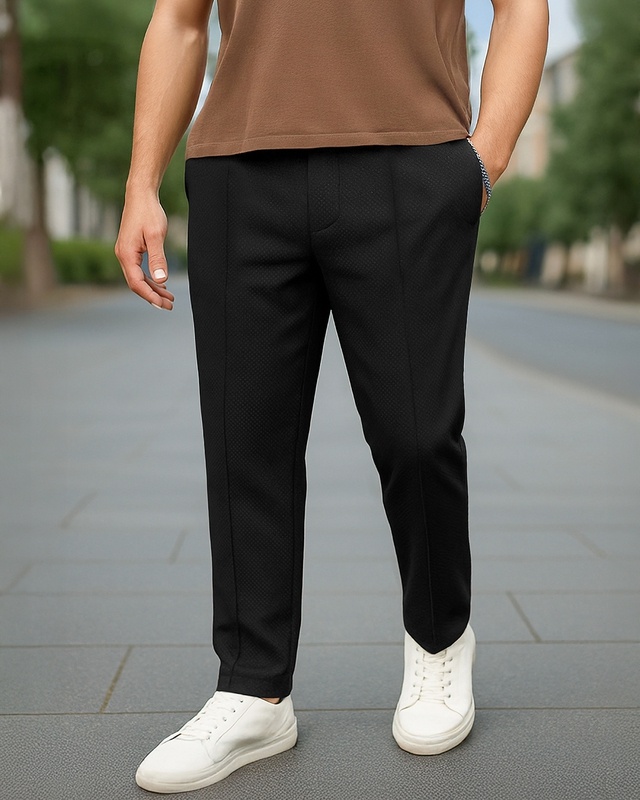 Shop Men's Black Track Pants-Front