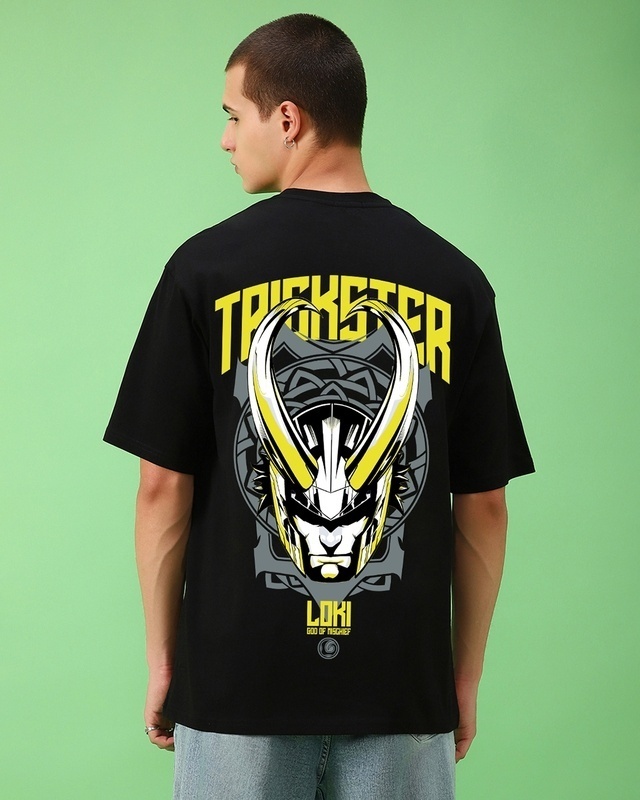 Shop Men's Black Trickster Loki Graphic Printed Oversized T-shirt-Front