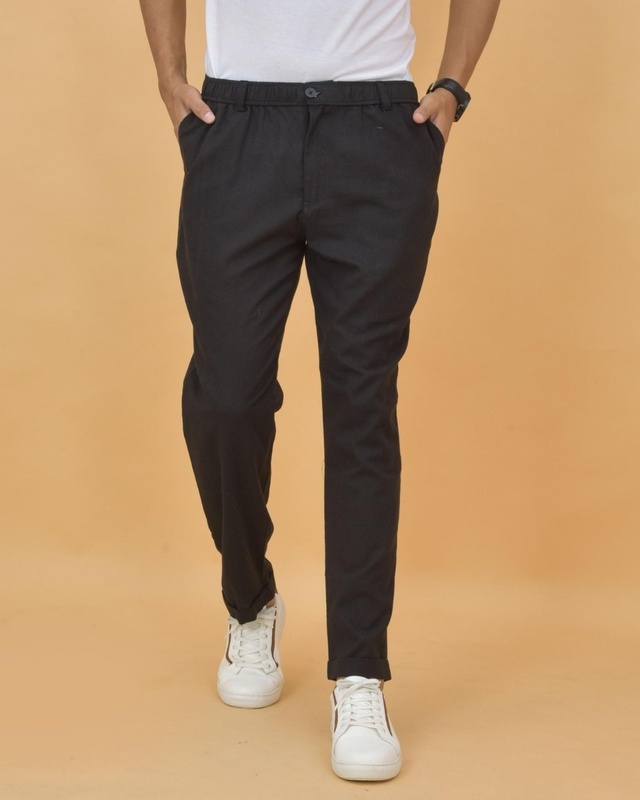 Shop Men's Black Trousers-Front