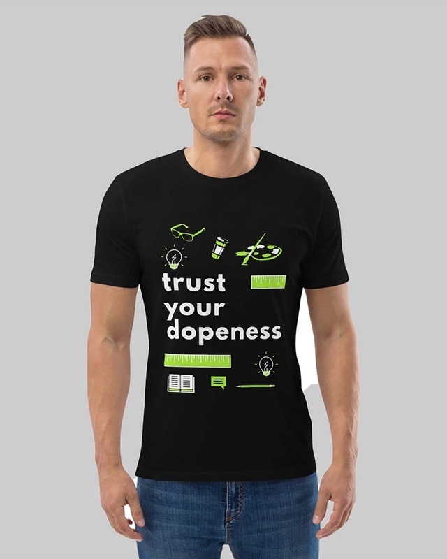 Shop Men's Black Trust Your Dopeness Typography T-shirt-Front