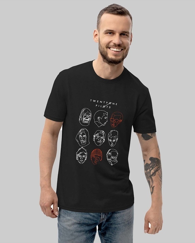Shop Men's Black Twenty One Pilots Graphic Printed T-shirt-Front