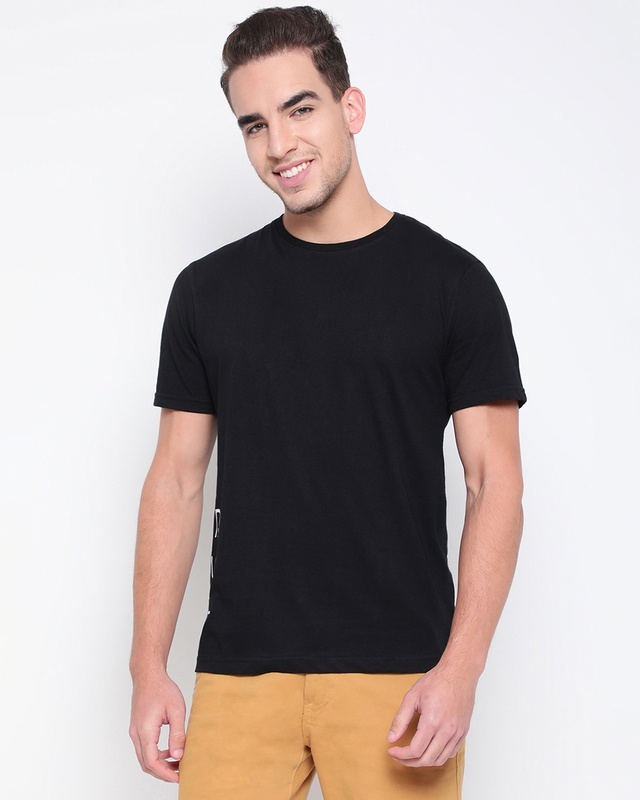 Shop Men's Black Typography T-shirt-Front