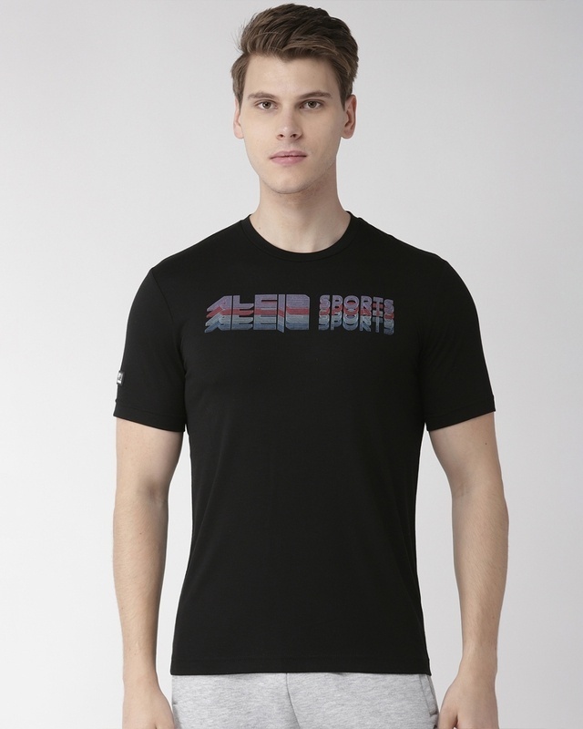 Shop Men's Black Typography Slim Fit T-shirt-Front