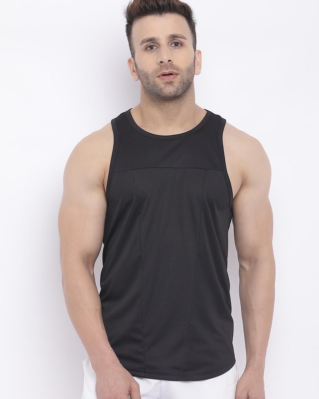 Shop Men's Black Vest-Front