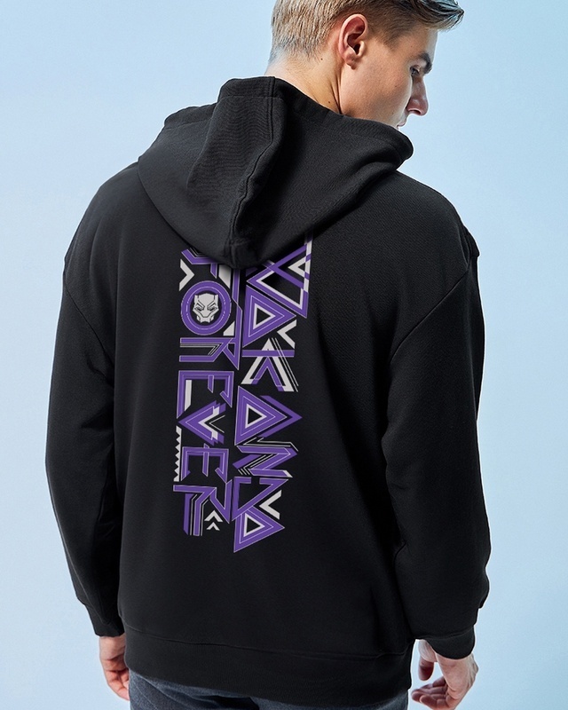 Shop Men's Black Wakanda Forever Graphic Printed Hoodies-Front