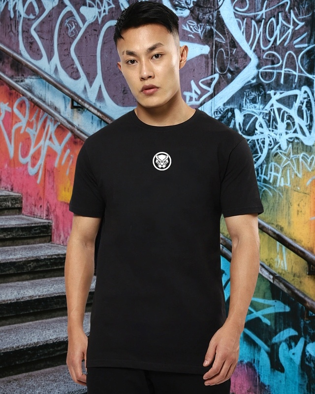 Shop Men's Black Wakanda Forever Graphic Printed Plus Size T-shirt-Front