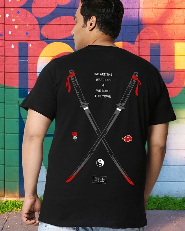 Shop Men's Black Warriors Graphic Printed Plus Size T-shirt-Front