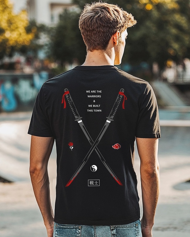 Shop Men's Black Warriors Graphic Printed T-shirt-Front