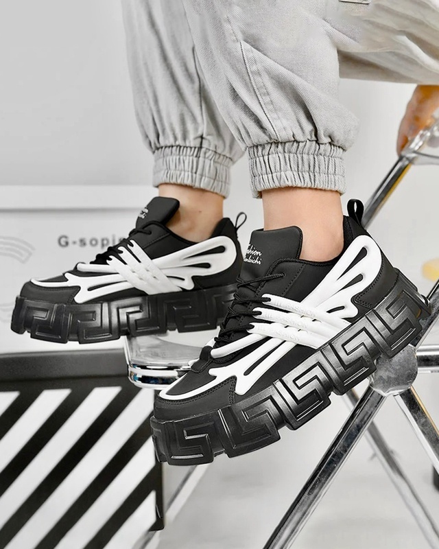 Shop Men's Black & White Color Block Sneakers-Front