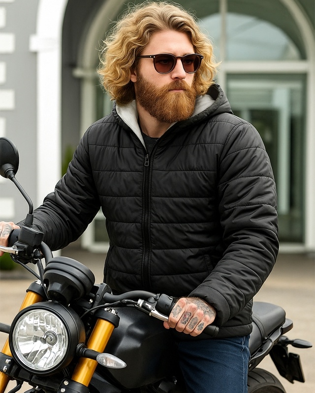 Shop Men's Black & White Reversible Oversized Puffer Jacket-Front