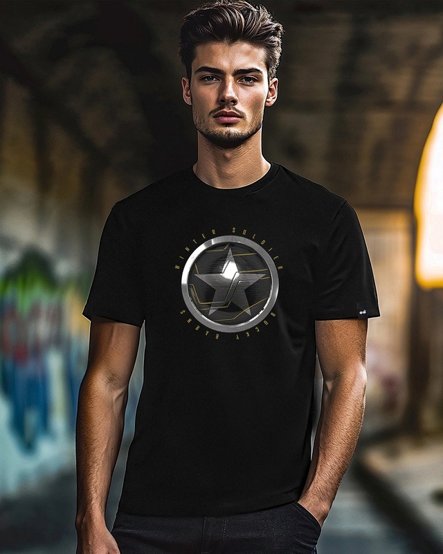 Shop Men's Black Winter Soldier Sigil (FWL) Graphic Printed T-shirt-Front