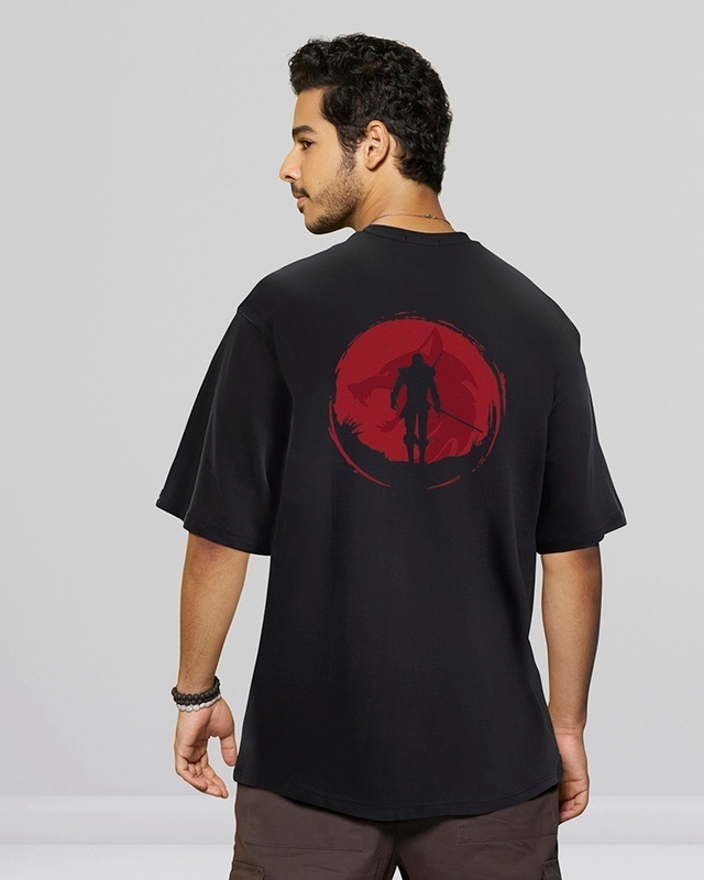 Shop Men's Black Witcher of Rivia Graphic Printed Oversized T-shirt-Front