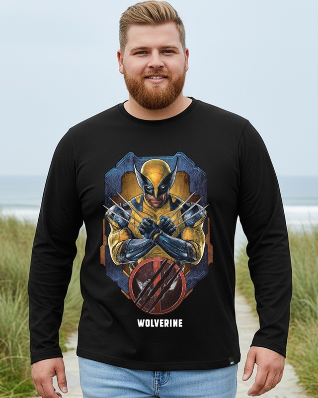 Men's Black Wolverine Graphic Printed Plus Size T-shirt-Front Bewakoof Shop Men's Black Wolverine Graphic Printed Plus Size T-shirt-Front