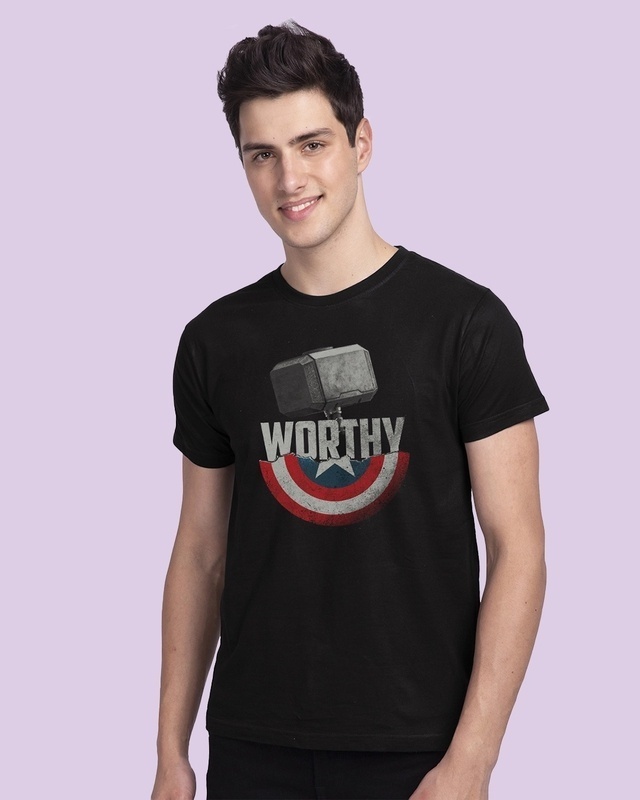 Shop Men's Black Worthy T-shirt-Front