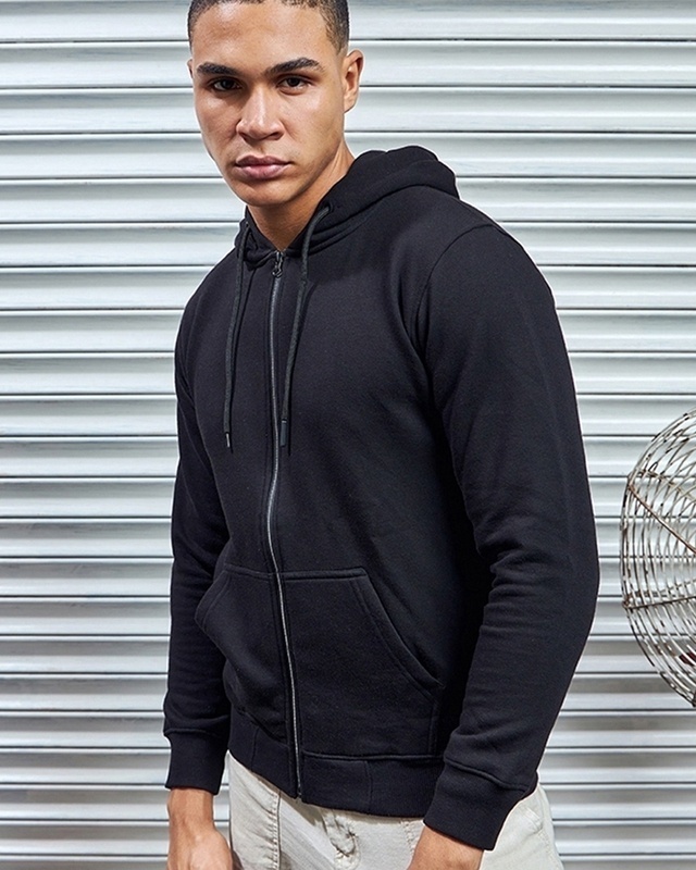 Shop Men's Black Zipper Hoodies-Front