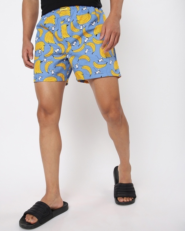 Shop Men's Blue All Over Banana Printed Boxers-Front