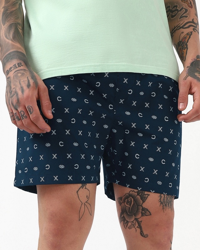 Shop Men's Blue All Over Printed Boxers-Front