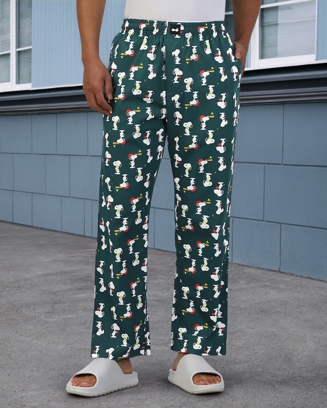 Shop Men's Blue All Over Printed Pyjamas-Front