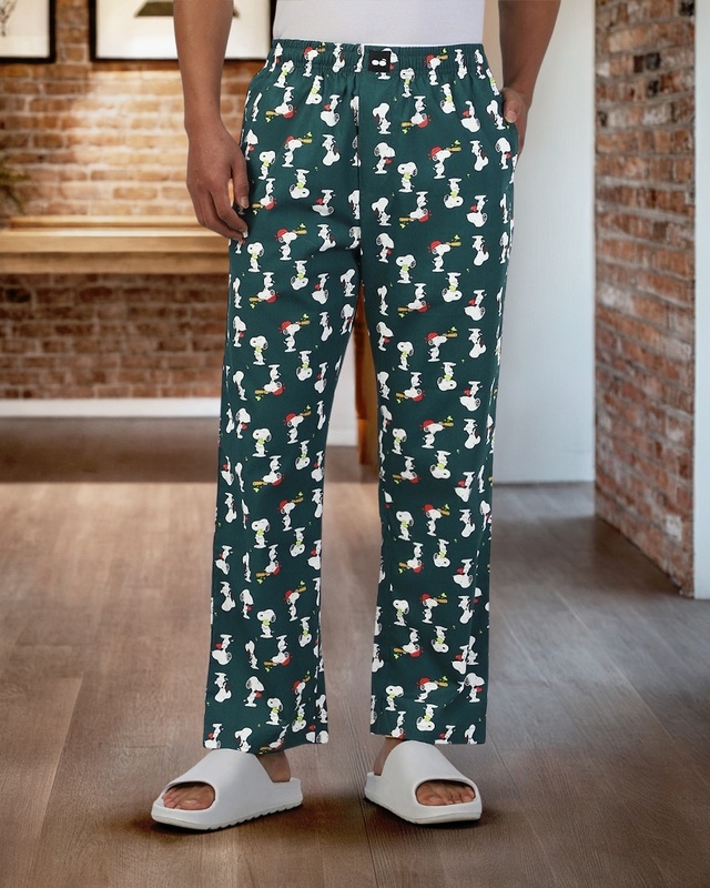 Shop Men's Blue All Over Printed Pyjamas-Front