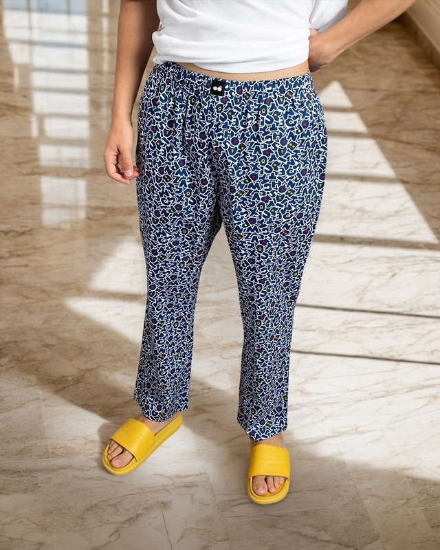 Shop Men's Blue All Over Printed Pyjamas-Front