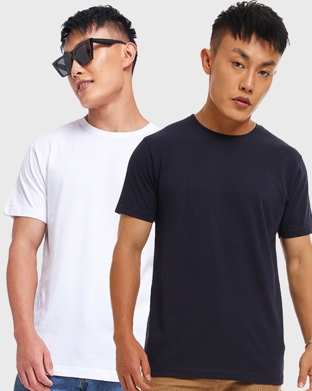 Shop Men's Blue and White T-shirt Pack of 2-Front