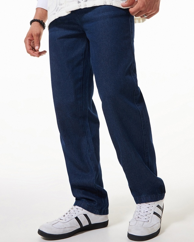 Shop Men's Blue Baggy Jeans-Front