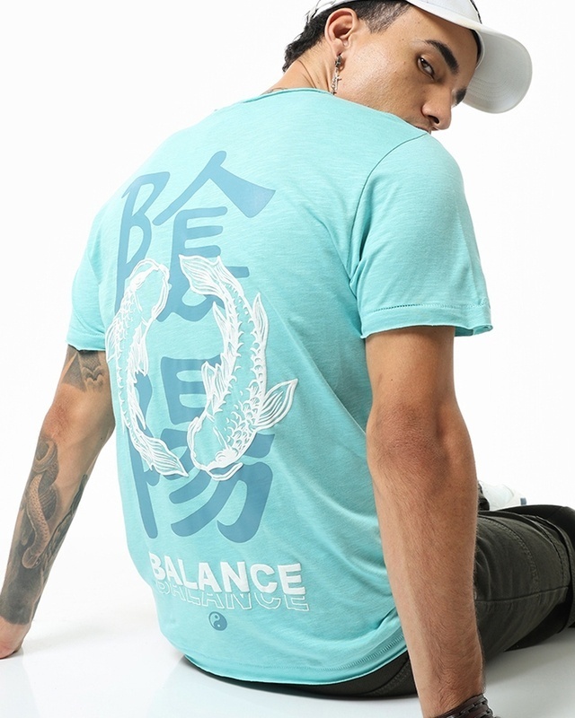 Shop Men's Blue Balance Graphic Printed T-shirt-Front