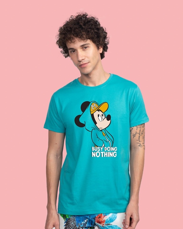 Shop Men's Blue Busy Doing Nothing T-shirt-Front