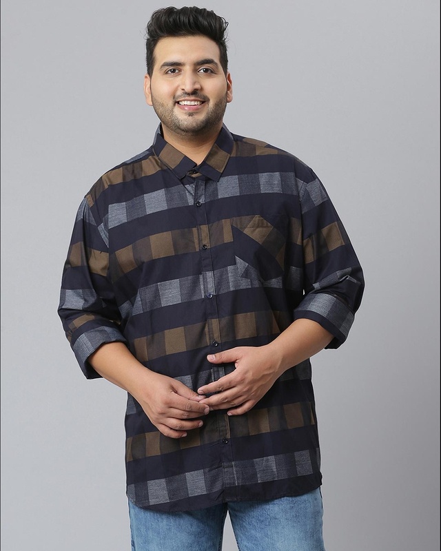 Shop Men's Blue Checks Stylish Full Sleeve Casual Shirt-Front