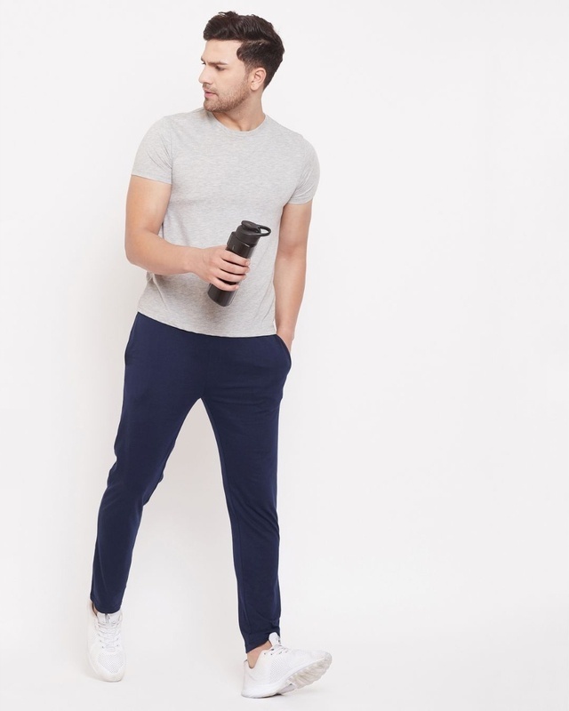 Shop Men's Blue Cotton Track Pants-Front