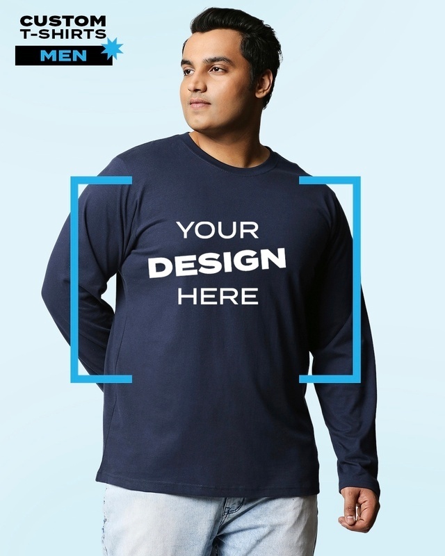 Shop Men's Blue Customizable Plus Size T-shirt-Front