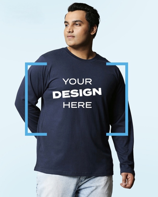Shop Men's Blue Customizable Plus Size T-shirt-Front