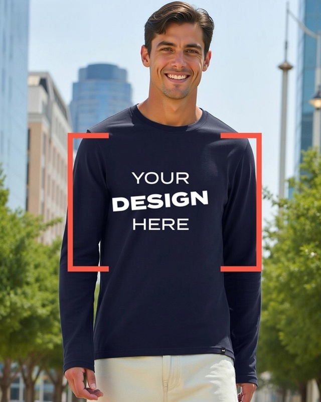 Shop Men's Blue Customizable T-shirt-Front