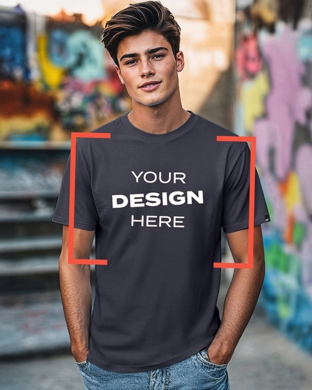 Men's Blue Customizable T-shirt-Front Bewakoof Shop Men's Blue Customizable T-shirt-Front