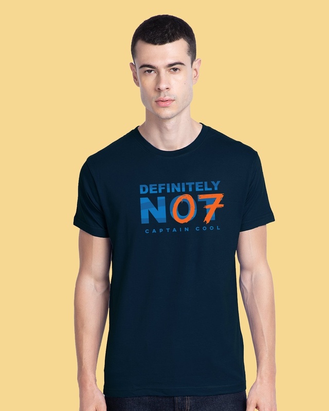 Shop Men's Blue Definitely Not 7 T-shirt-Front