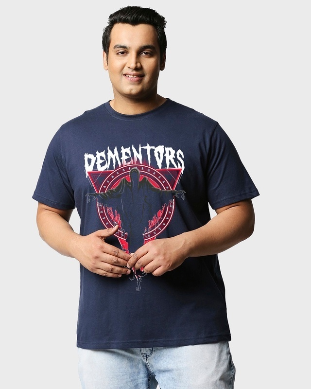 Shop Men's Blue Dementors Graphic Printed Plus Size T-shirt-Front
