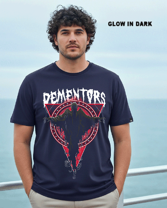 Men's Blue Dementors Graphic Printed Plus Size T-shirt-Front Bewakoof Shop Men's Blue Dementors Graphic Printed Plus Size T-shirt-Front